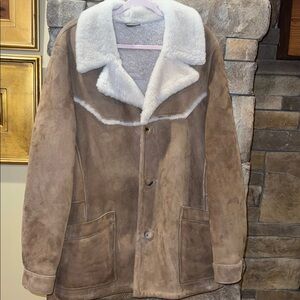 Orvis Brown Shearling Jacket with Cream Accents